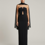 BLACK STRAPLESS EVENING DRESS