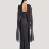 BLACK STRAPLESS EVENING DRESS
