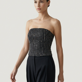 BLACK STONE BUSTIER WITH BACK TIE