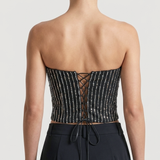 BLACK STONE BUSTIER WITH BACK TIE