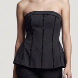 BLACK STONE BUSTIER, TROUSERS EVENING DRESS SET