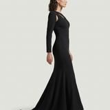 BLACK ONE SHOULDER EVENING DRESS
