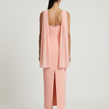 SALMON STRAPLESS EVENING DRESS