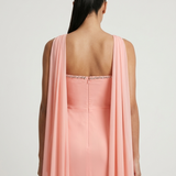 SALMON STRAPLESS EVENING DRESS