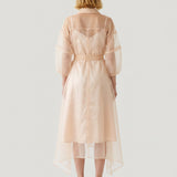 SALMON COLLAR STONE ORGANZE DRESS