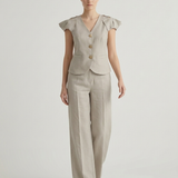STONE SLEEVES PLEATED LINEN VEST