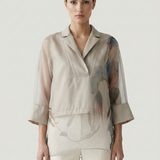 MINK ORGANZE PRINTED ASYMMETRIC TUNIC