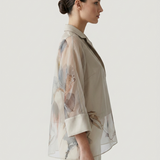 MINK ORGANZE PRINTED ASYMMETRIC TUNIC