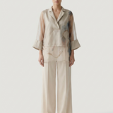 MINK ORGANZE PRINTED ASYMMETRIC TUNIC