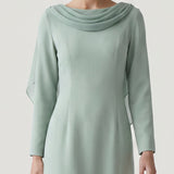 GREEN BACK EMBROIDERED EVENING DRESS
